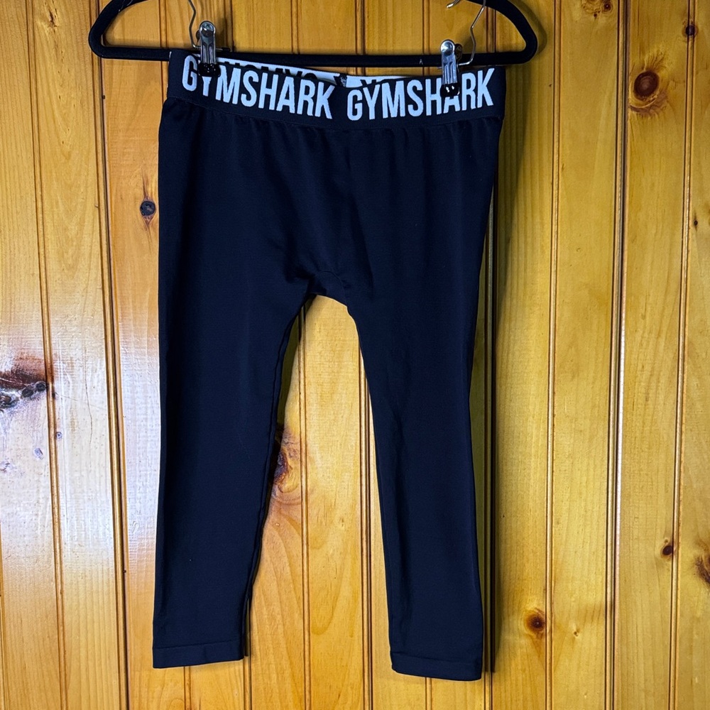Gymshark Black Long Length Bike Shorts with Logo Waistband